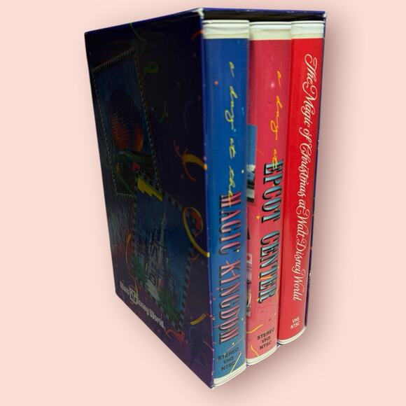 3 TAPE BOX SET Disney World Attractions VHS Magic Kingdom Epcot Christmas Vtg - Picture 2 of 3
